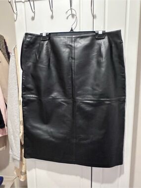 Classic Black Genuine Leath Pencil Skirt - Plus Office Nightclub Versatile